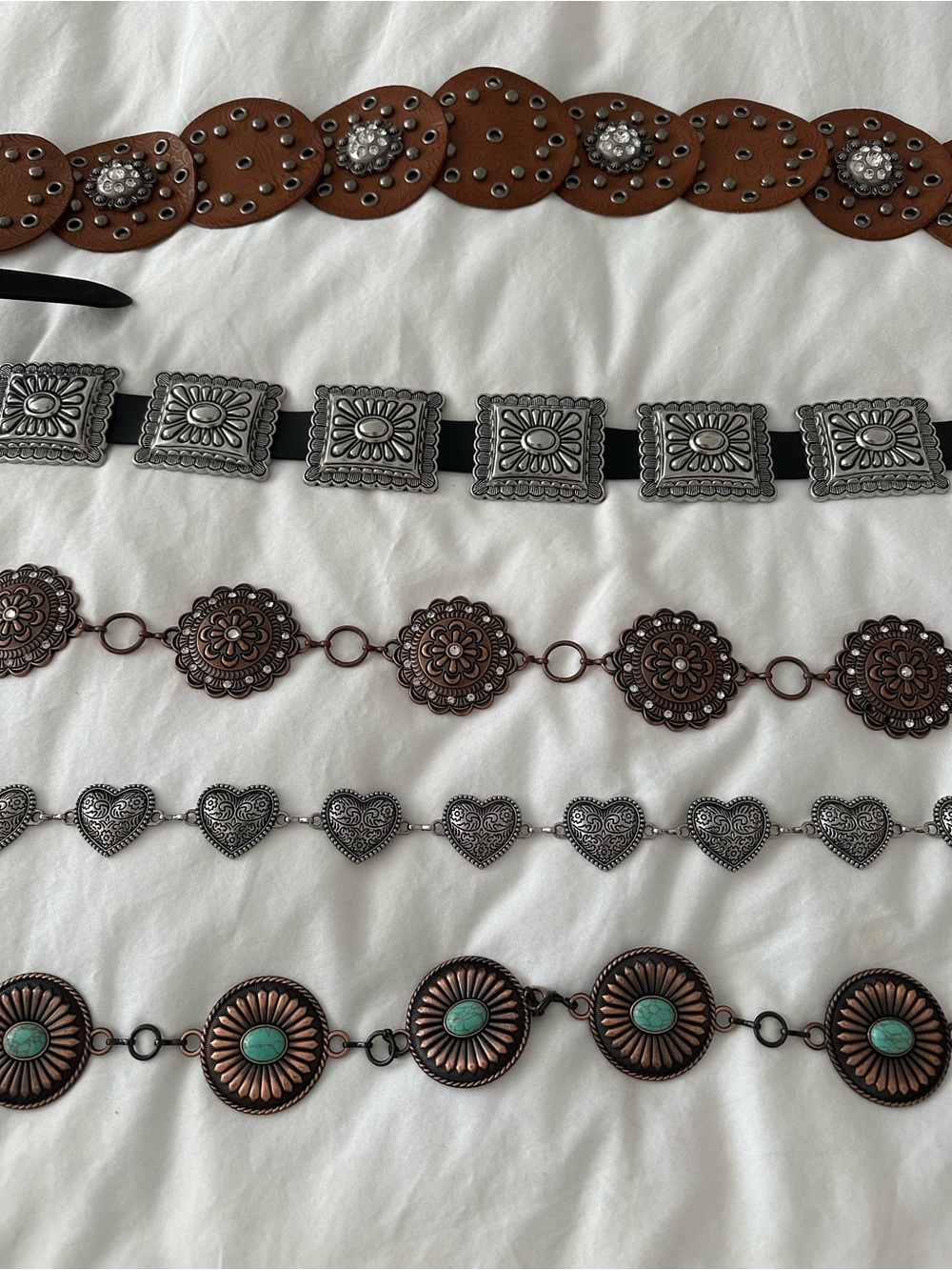 Bundle of 5 Metallic Boho Coachella Festival Belts Size Medium